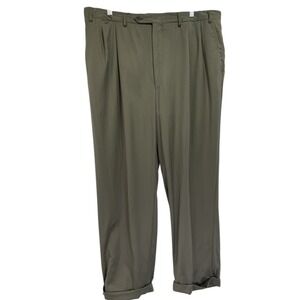Canali Pants Sz 36x29 Gray 100%Wool Pleated‎ & Cuffed Dress Pant (O15)Made Italy